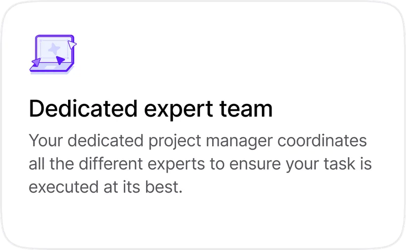 Dedicated expert team: your project manager coordinates all experts